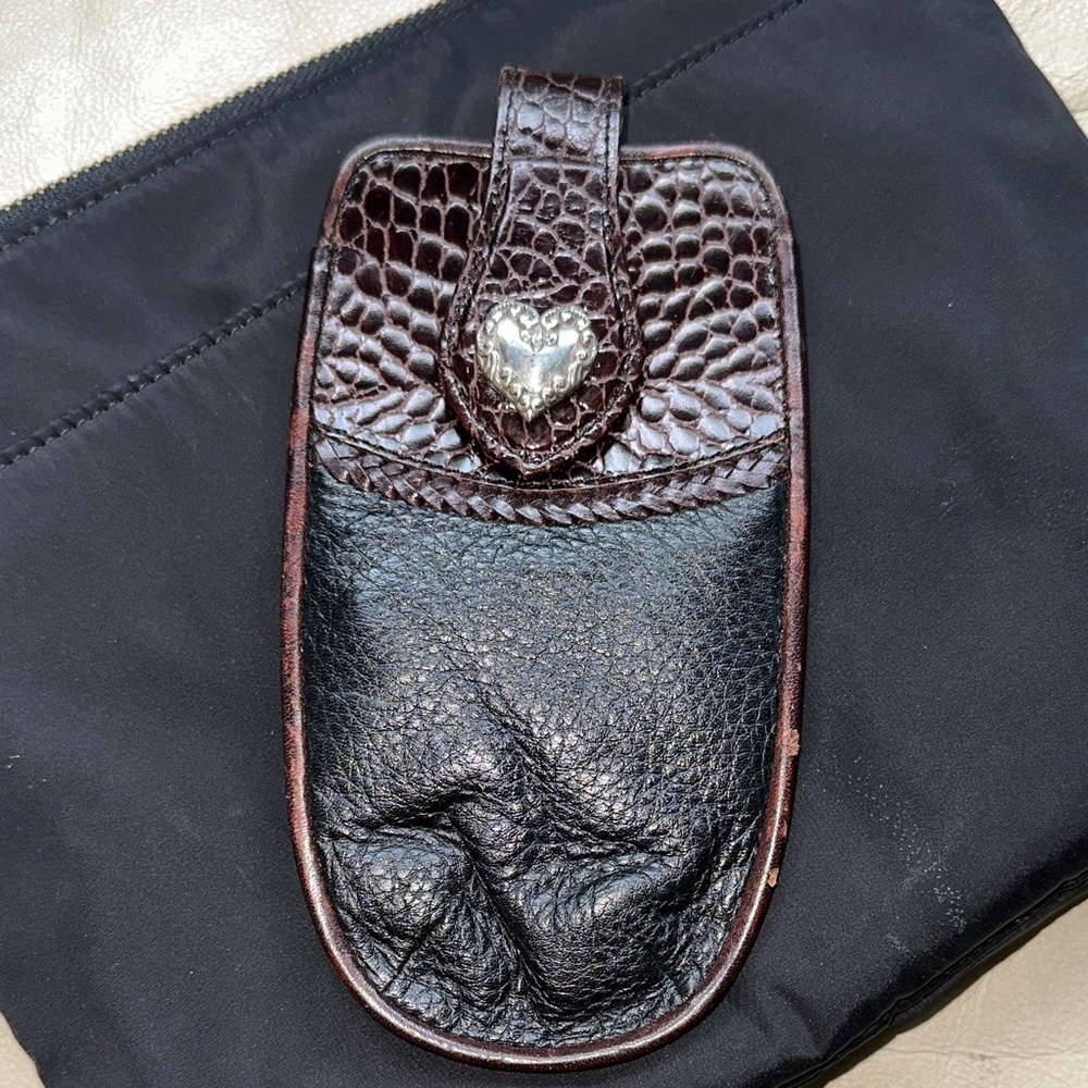 Brighton Black and Brown Crocodile leather nylon Crossbody with sunglasses case - Picture 12 of 15